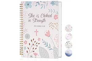 ZORBLINX Christian Journals for Women - Spiral Bible Notebook for Her| Prayer & Bible Journaling for Women, Cute Floral Writing Church Notes Notebook & Inspirational Religious Gift for Christians, Prov. 31:25