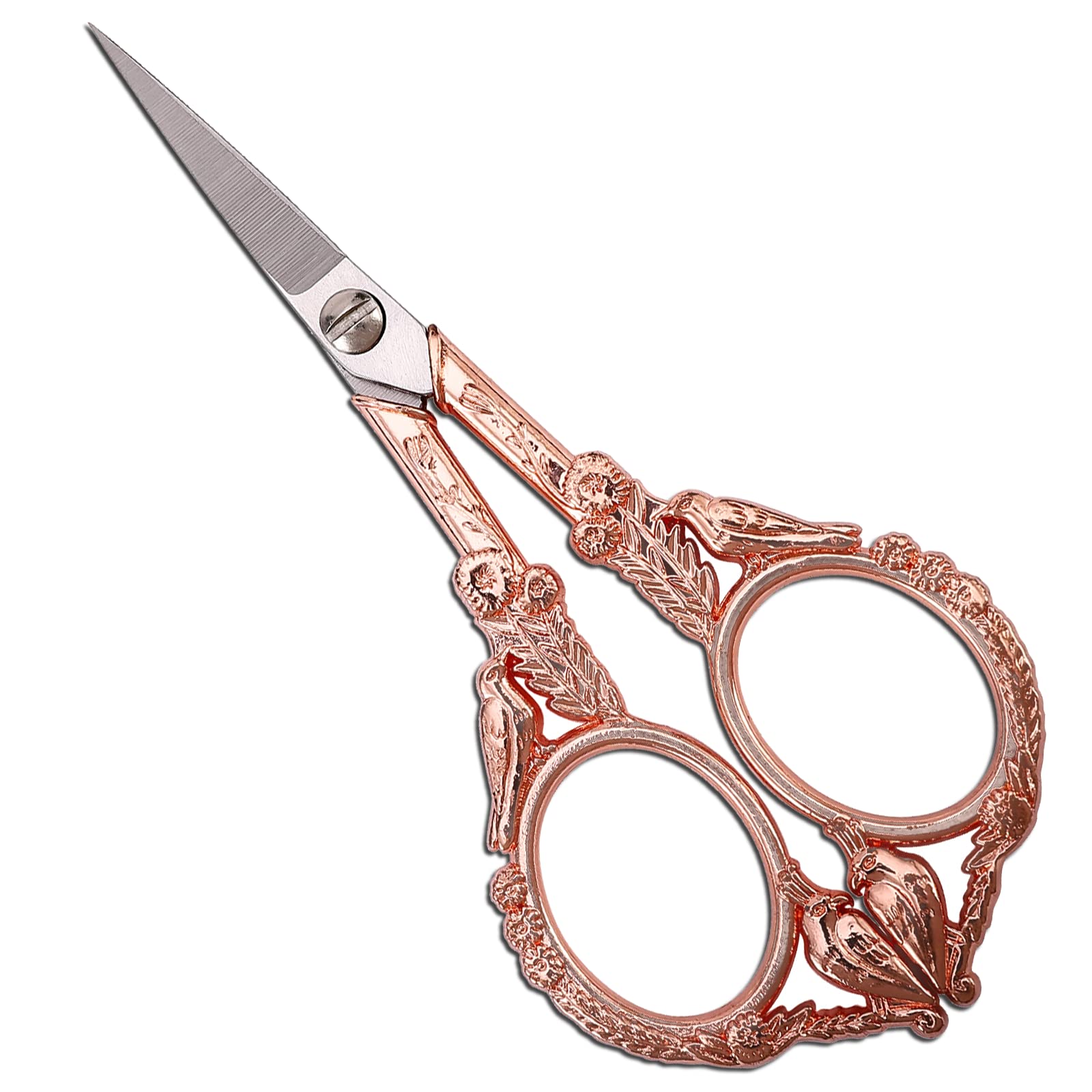 YOUGUOM Sewing Embroidery Scissors – Small Vintage Sharp Pointed Tip Shears for Craft, Artwork, Handicraft DIY Tool, 4.6in Rose Gold Bird Style — image 1