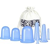 500-miles Cupping Therapy Sets 7Pcs Silicone Anti Cellulite Cup Vacuum Suction Massage Cups Facial Cupping Sets Body and Face Massager for Adults Home Use (Blue)