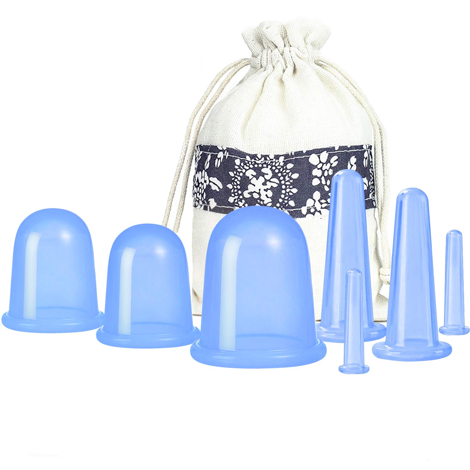 Photo 1 of 500-miles Cupping Therapy Sets 7Pcs Silicone Anti Cellulite Cup Vacuum Suction Massage Cups Facial Cupping Sets Body and Face Massager for Adults Home Use (Blue)