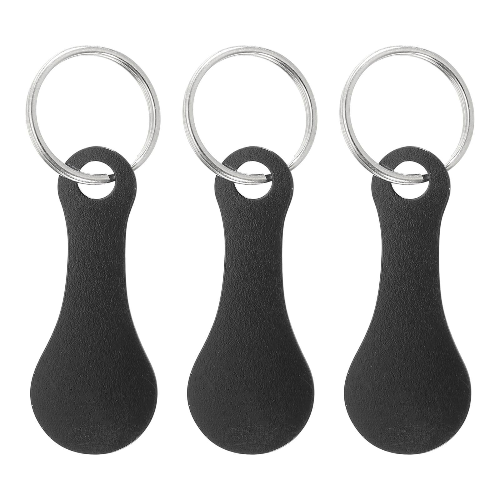 PATIKIL Shopping Trolley Token Key Ring, 3 Pack 2.2 Inch Stainless Steel Cart Remover Unlock Release Keychain for Grocery Shopping Cart, Black