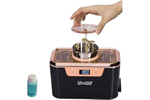 iSonic DS310 Miniaturized Commercial Ultrasonic Cleaner With Integrated Stainless Steel Beaker Holder Set For Jewelry, Cosmetic Tools, Eyeglasses, 110V 55W