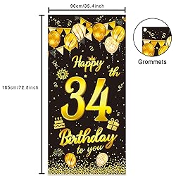 wongmode Happy 34th Birthday to You Door Banner