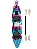 Brooklyn 13.0 Pro Tandem Sit-On-Top Kayak by BKC, 2 to 3 Person Fishing Kayak with Adjustable Seats, Large Dry Storage, 800 lb Capacity (Purple)