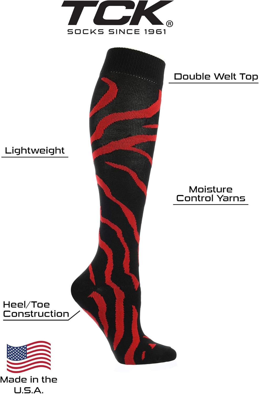 TCK Sports Krazisox Zebra Stripe Socks: Clothing