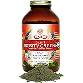Infinity Greens Superfood Powder, Blue Green Algae Based Green Juice Powder with 28 Organic Superfoods, No Fillers or Grasses, Energy & Longevity, Low Temp Dehydrated Greens (34 Servings)