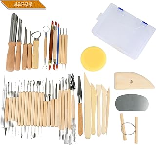 Espeedy 45pcs Set aus Holz Keramik & Ton Sculpting Werkzeuge mit Kunststoffkoffer Clay Loch Cutter Set fur Carving, Gestaltung, Clay Sculpture, Modellierung