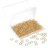 1000 Pcs 8mm Open Jump Rings Gold Plated Jump Rings for Jewelry Making Single Ring Bulk for DIY Craft Earring Necklace Bracelet Pendant Choker Jewelry Making Findings and Key Ring Chain (Gold, 8mm)