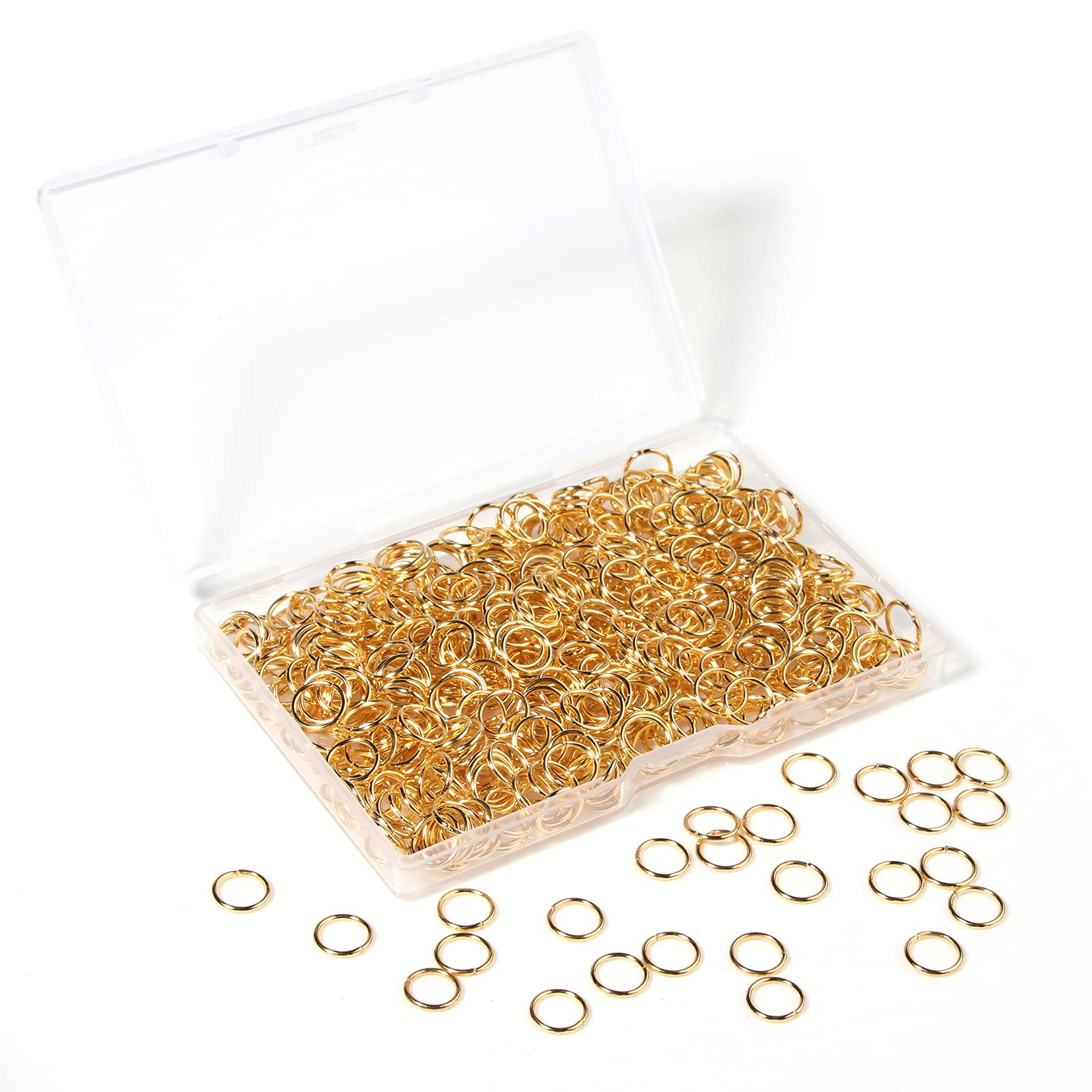 Photo 1 of 1000 Pcs 6mm Open Jump Rings Gold Plated Jump Rings for Jewelry Making Single Ring Bulk for DIY Craft Earring Necklace Bracelet Pendant Choker Jewelry Making Findings and Key Ring Chain (Gold, 6mm)