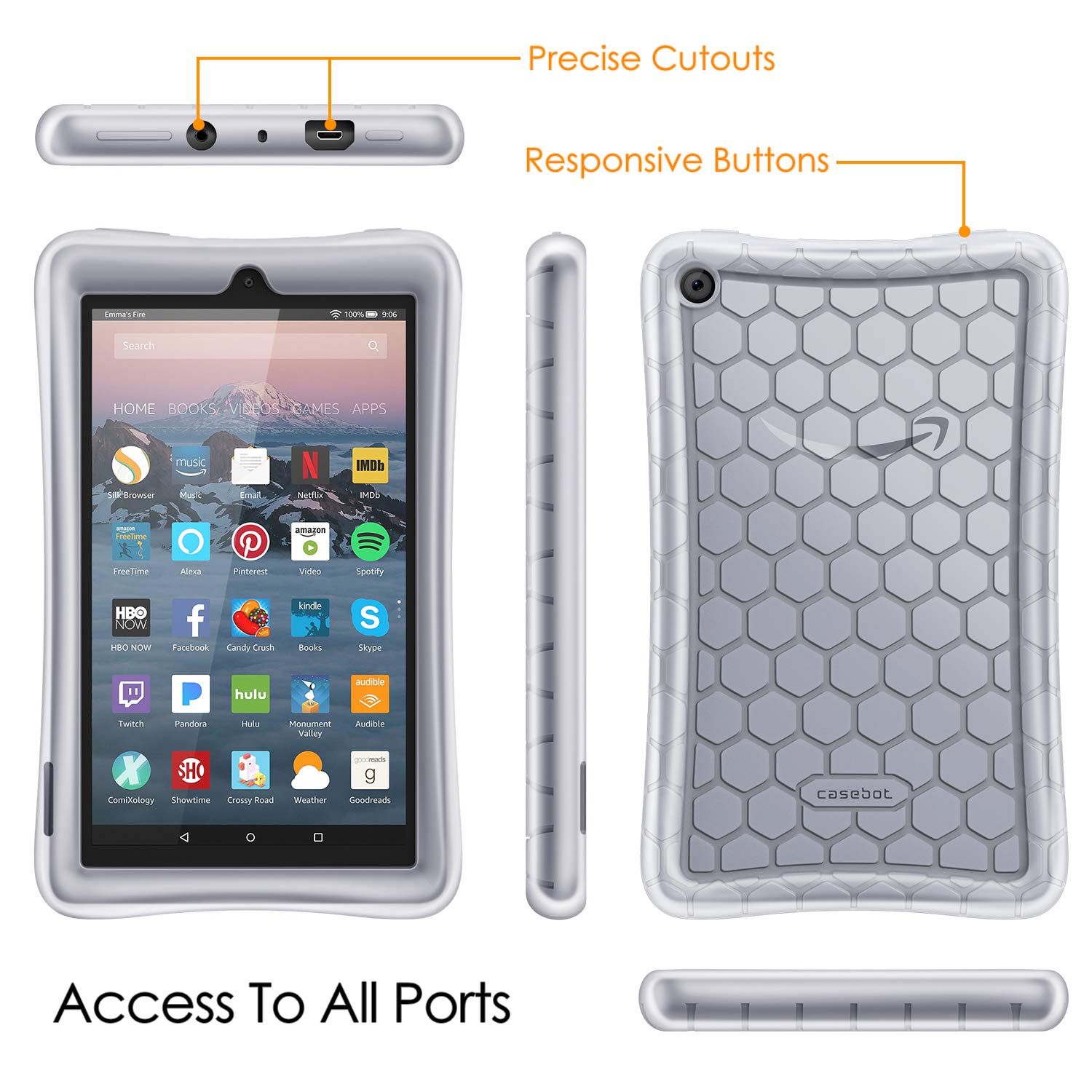 Silicone Protective Case Cover For Amazon Kindle Fire 7" Tablet 9th