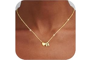 Ursteel Stocking Stuffers for Teen Girls Women - Christmas Gifts for Grandkids, 14K Gold Plated Initial Heart Necklace for Women Trendy, Dainty Letter A-Z Lockets Necklaces Personalized