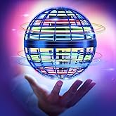kingroad Flying orb Ball Toy【2025 Upgraded】 Built-in RGB Lights 360°Rotating Hover Boomerang Galaxy Ball Outdoor Toy for Kid Adult Playing, Fly Spinner Toys Floating Space orb UFO Drone-Blue