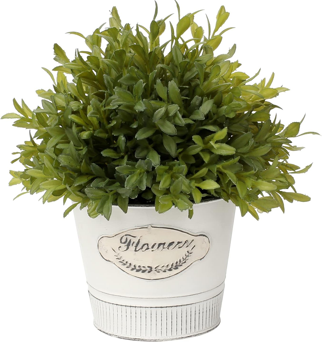 Artificial Boxwood Topiary Faux Topiary Tree Small Topiary Plants Fake Cedar Ball Shaped Topiary Plants in Metal Pot for Home Farmhouse Fireplace Indoor or Outdoor Decor -