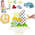 64pcs Tower Game Balance Stacking Blocks, Tower Balancing Stacking Board Games Building Blocks Puzzle Toy, Family Games Birthday for Kids Adults