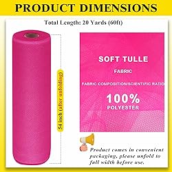 54" by 20 Yards Hot Pink Tulle Fabric Rolls - Tutu