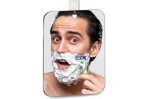 XOUDSI Lager 10.62" x 7.62" Stick on Small Mirror for Shower, Plastic Non Glass Sticky Safety Toddler Mirror, Acrylic Mirrors Tiles, Shatterproof Shaving Mirrors for Camping Travel Mirro