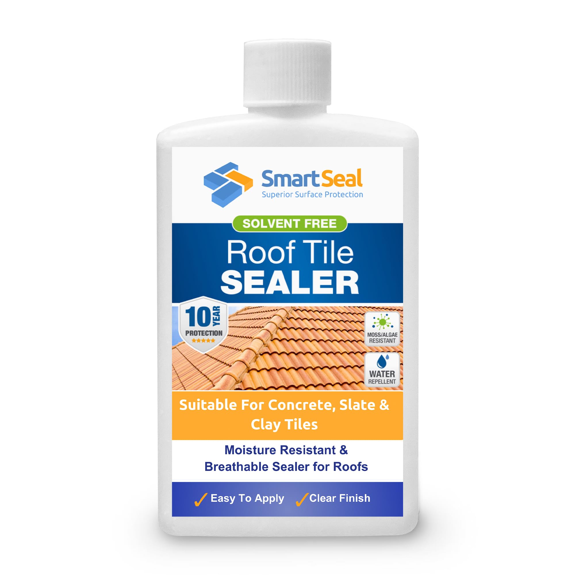 SmartSeal Roof Tile Sealer - 100ml Sample - Breathable Clear Roof Sealer. Solvent-Free Clear Sealant that Helps Prevent Moss, Mould, Algae & Lichen Growth on Concrete, Slate & Clay Tiles