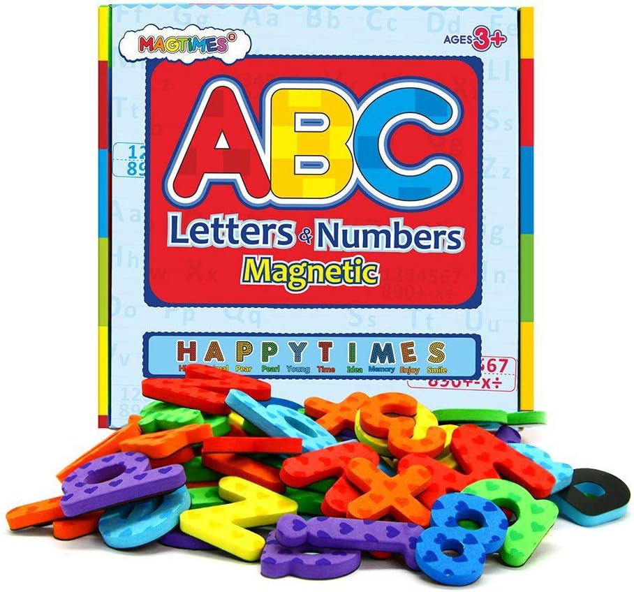 MAGTiMES Magnetic Letters and Numbers for Educating Kids in Fun -Educational Alphabet Refrigerator Magnets -112 Pieces (Letters and Numbers): Toys & Games