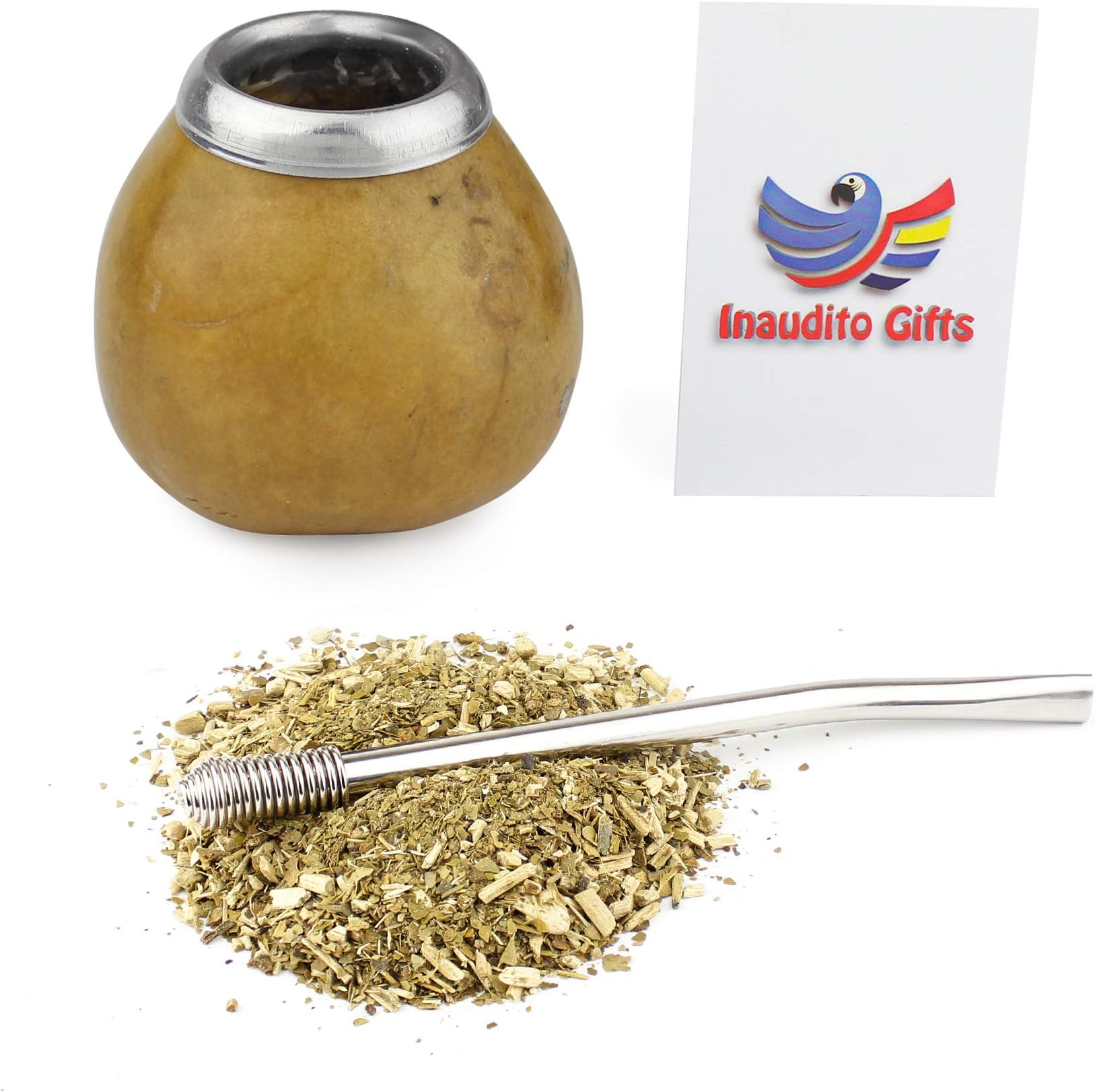 Inaudito Gifts Handmade Mate Gourd and bombilla. Yerba Mate Set