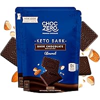 ChocZero's Keto Bark, Dark Chocolate Almonds with Sea Salt. Sugar Free, Low Carb. No Sugar Alcohols, No Artificial Sweeteners