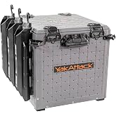 YakAttack BlackPak Pro 13" x 13" Fishing Crate with 3 Rod Holders - Battleship Grey | Compact Tackle Storage Box &amp; Gear Organizer for Kayaks | Lightweight, Durable &amp; Customizable Marine Accessory