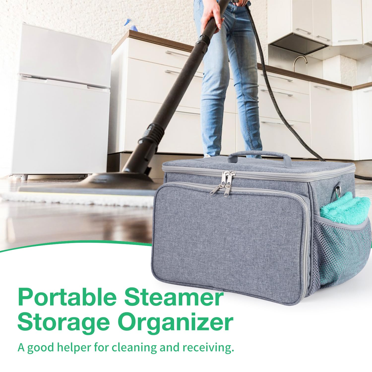 TXIYEAN Adjustable Compartments Carry Bag Compatible with Dupray Neat Steamer for Floors,Portable Steam Cleaner Storage Bag Household Hand Case with Extra Pockets（Case Only）