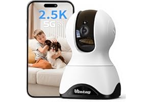 VIMTAG Indoor Pet Camera, 2.5K Dog Camera with Phone App, 360° Pan/Tilt Cameras for Home Security Cat Baby, Night Vision, Motion Tracking & AI Detection, 2-Way Audio, 5G/2.4G WiFi, SD/Cloud Storage