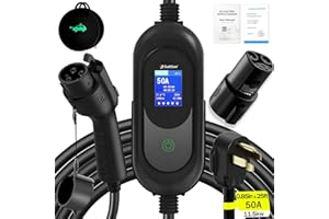 SubSun Tesla Level 2 Charger 50Amp,240V Portable EV Charging for All North American EVs Includes J1772 and Tesla, 25FT EV Charging Cable with NEMA 14-50 Plug (with Tesla Adapter)