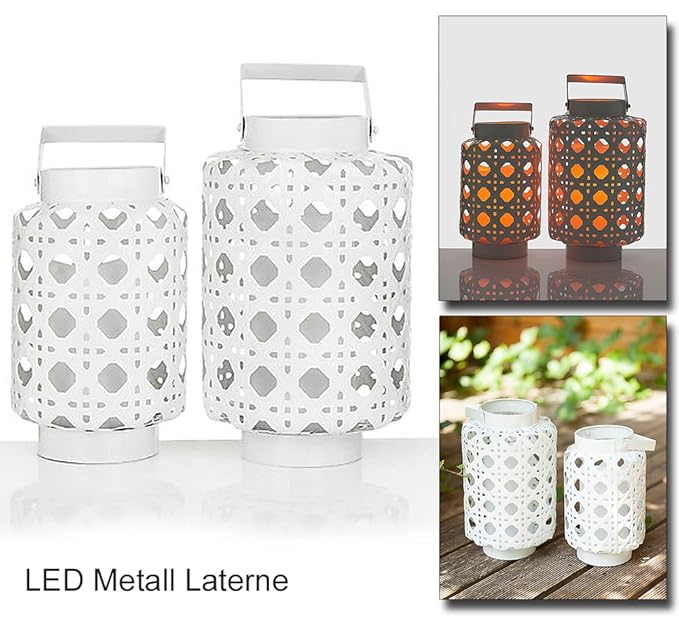 2er Set Laternen mit LED Beleuchtung, 27 & 30 cm Höhe, hängende