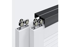 EaseLife 6FT/72in Bypass Double-closing Closet Door Hardware Kit, Aluminum, Wardrobe Bypassing System, Slides Quietly, Easy Install, Black