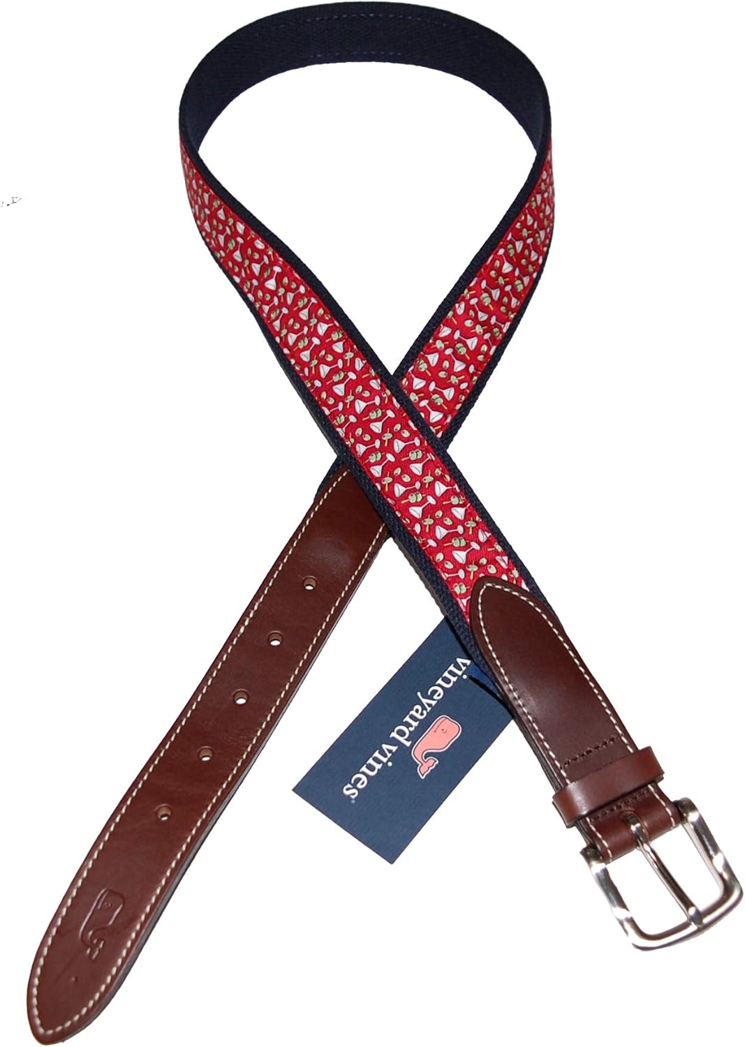 Vineyard Vines Men's Martini Canvas Club Belt 30 at Amazon Men’s Clothing store
