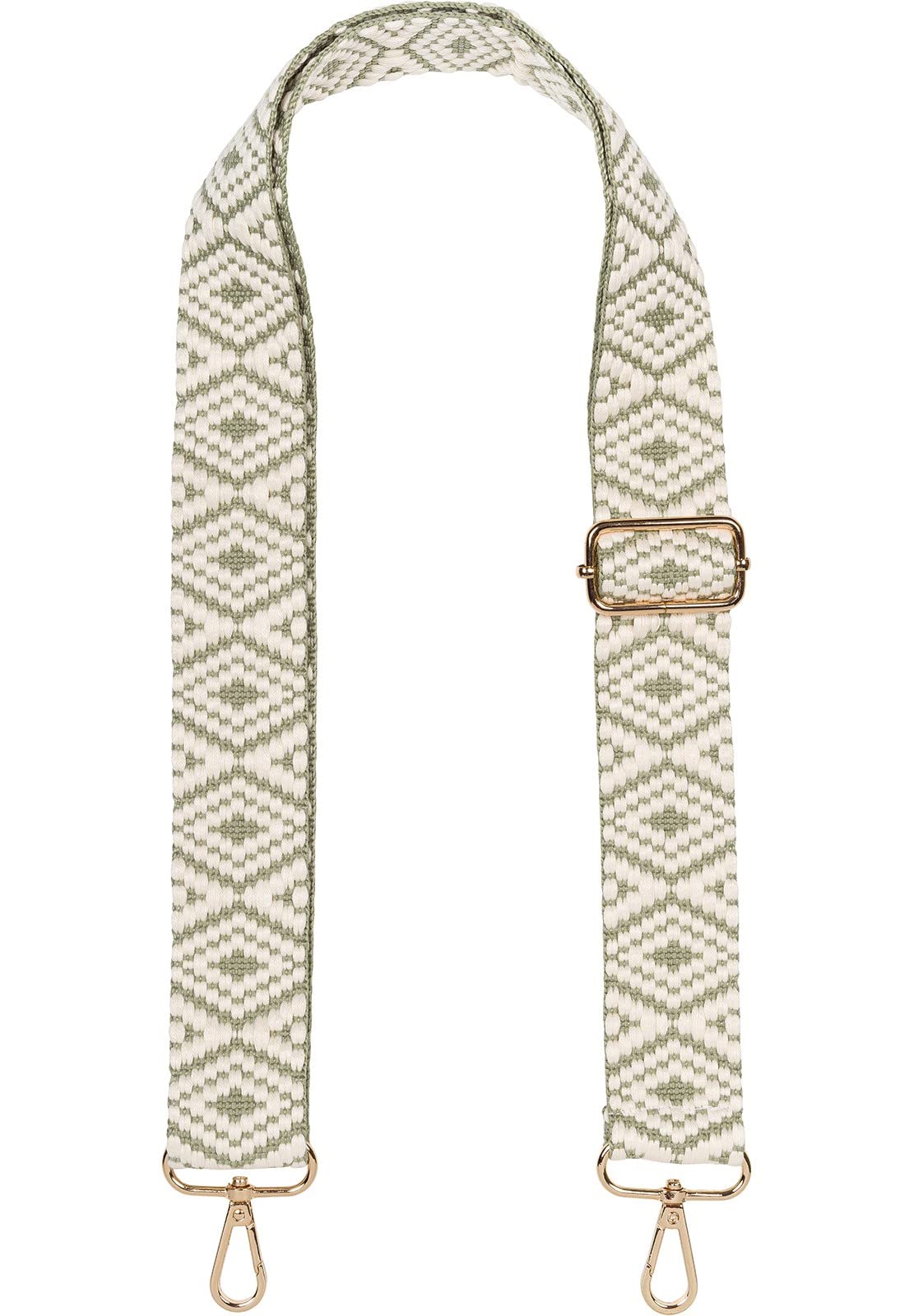 styleBREAKER Pockets shoulder strap with Aztec pattern, interchangeable bag strap with snap hook, adjustable, unisex 02013015, Colour:Lime green-beige