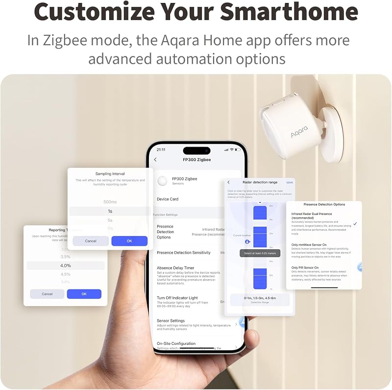 Détecteur de Présence sans Fils 5-en-1 FP300, Thread/Zigbee