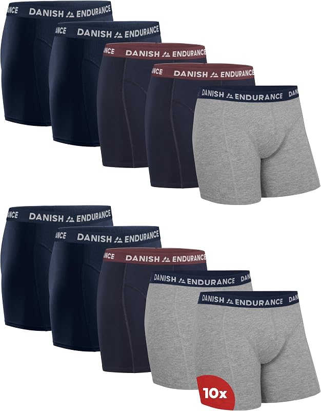 Boxershorts Herren, 3er & 10er Pack, Mehrfarbig (4xmarine, 3xmarineblau/Bordeaux, 3xgrau/Marineblau), L