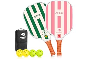 APEXSPORT Pickleball Paddles Set of 2/4, USAPA Approved Lightweight Fiberglass Pickleball Set with 4 Pickleballs, 1 Pickleball Sling Bag, Pickleball Gifts for Women Men Beginners & Professional