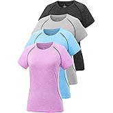 Cosy Pyro 4-Pack Women's Workout Tops Short Sleeve Athletic Compression T-Shirt Quick Dry Running Gym Tee Yoga Shirts