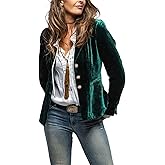 MINTLIMIT Womens Velvet Jacket Long Sleeve Casual Work Button Front Blazer Suit Jacket Cardigan Formal Events Work Office,XL,Green