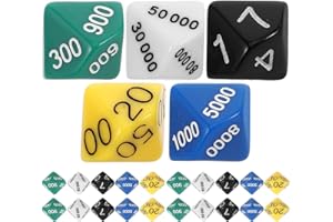 Uonlytech 30pcs Multi-Colored Place Value Dice Set for Board Games and Party Game Accessories, Plastic Numbered Dice for Home
