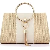 Straw Handbag Evening Bag Clutch Purses for Women, Fashion Summer Beach Tote Tassels Straw Clutch