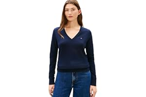 Tommy Hilfiger Womens Cotton V Neck Sweater Knit Sweater PulloverSweater