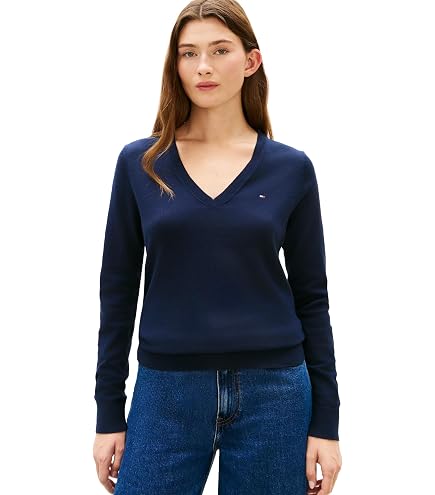 Polo Ralph Lauren Women's Cable Knit V-Neck Sweater (Medium, Navy