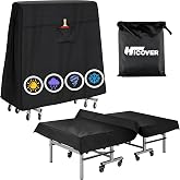 HICOVER Ping Pong Table Cover 600D Oxford Fabric Table Tennis Cover | Waterproof Sunproof Indoor &amp; Outdoor Fits Universal 9x5 FT Tables Folding &amp; Flat Tables, with Paddles Organize Bag