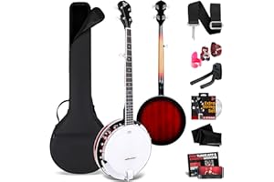Pyle 5 String Resonator Banjo - Full Size 24 Bracket, Geared 5th Tuner Professional Instrument w/Remo Drum & Hardwood Back - Full Beginner Starter Kit Gig Bag, Tuner, Strings, Picks, Strap, tools