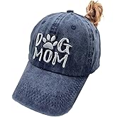 MANMESH HATT Dog Mom Ponytail Baseball Cap Messy Bun Vintage Washed Distressed Twill Plain Hat for Women