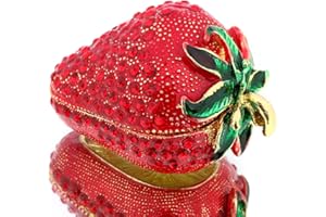 YU FENG Hinged Trinket Box For Girls, Handmade Red Strawberry Trinket Boxes Decorated for Women (red strawberry)