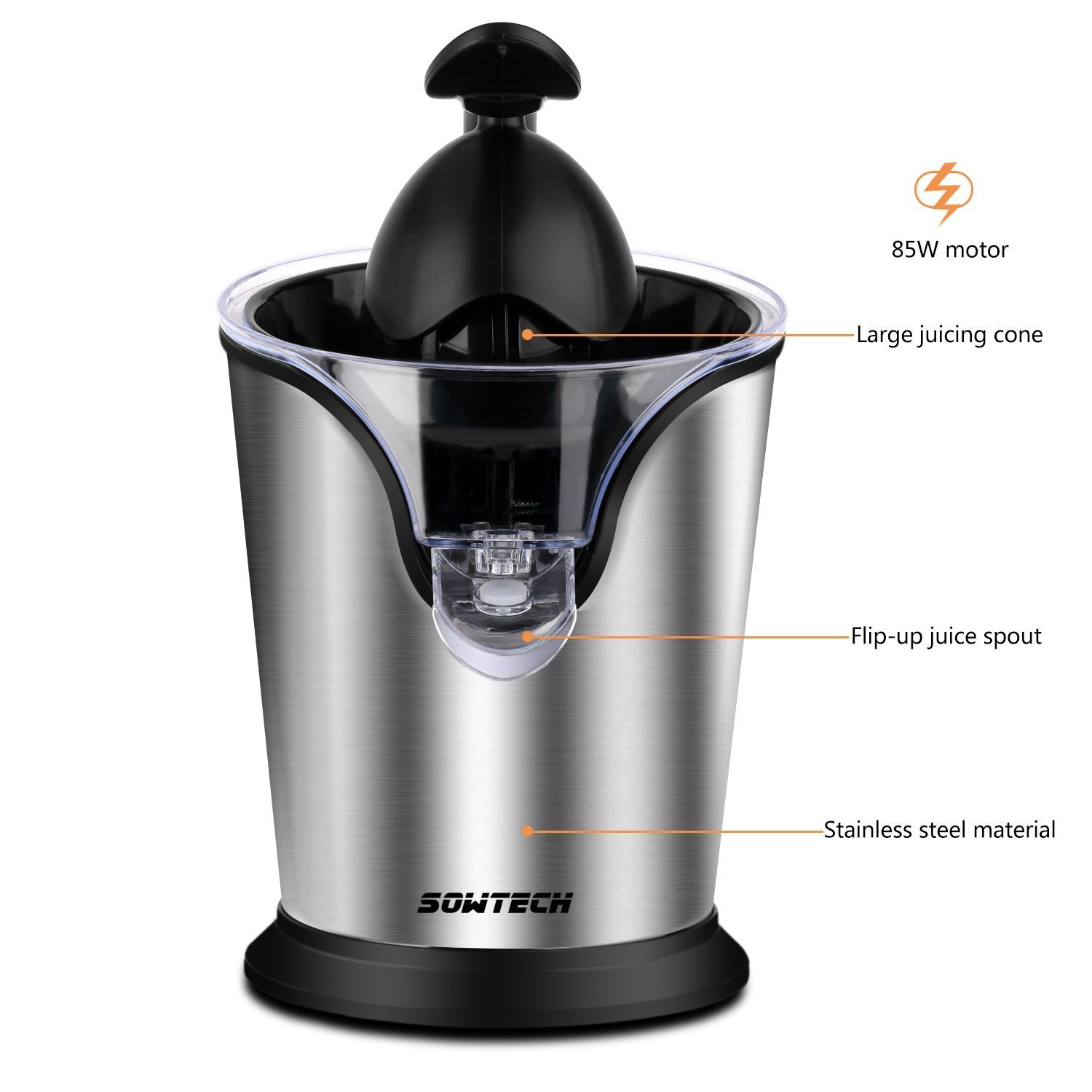 Electric Citrus Juicer Sowtech Stainless Steel Squeezer Antidrip