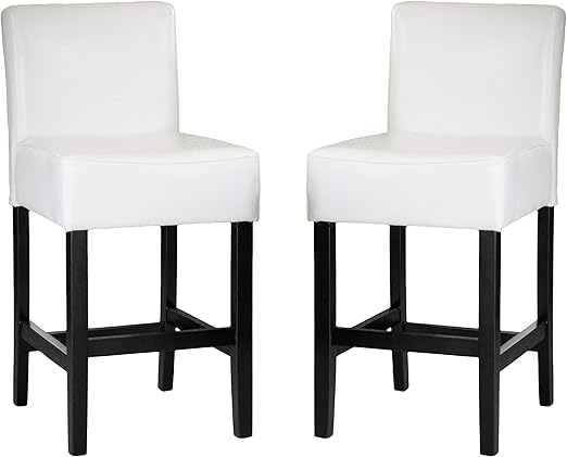 Amazon Com Christopher Knight Home Lopez Bonded Leather Counter Stools 2 Pcs Set Ivory Home Kitchen