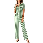 Avidlove Women Pajamas Set Notch Collar Soft Sleepwear Pjs Short Sleeve Button Down Nightwear with Long Pants