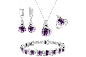 GZWHD Jewelry Set for Women Water Drop Cubic Zirconia Artificial Crystal Earrings Pendant Necklace Open Ring Tennis Bracelet Wedding Anniversary Birthday Engagement Gift for Bridesmaid Wife Girlfriend Friend