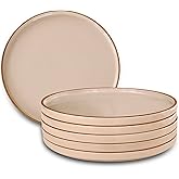 MORA Ceramic Flat Dinner Plates Set of 6, 10.5 in High Edge Dish Set - Microwave, Oven, and Dishwasher Safe, Scratch Resistant, Modern Dinnerware- Kitchen Porcelain Serving Dishes - Chai